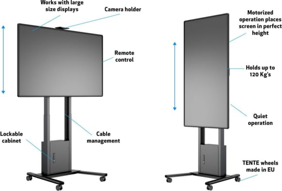 Multibrackets M Motorised Floorstand Incl Cabinet &Amp; Camerashelf 120Kg Black (Mb6775) - Image 6