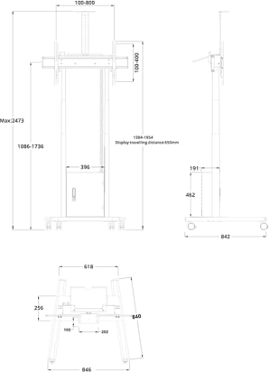 Multibrackets M Motorised Floorstand Incl Cabinet &Amp; Camerashelf 120Kg Black (Mb6775) - Image 3