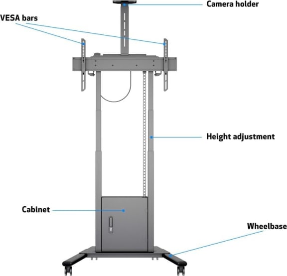 Multibrackets M Motorised Floorstand Incl Cabinet &Amp; Camerashelf 120Kg Black (Mb6775) - Image 2