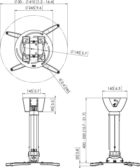 Vogels Ppc 2540 Height Adjustable Projector Mount (400-550Mm) - Image 2