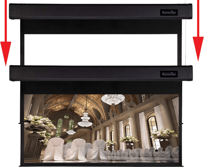 Sapphire Electric Two Motor Drop-down Screen &ndash; 2338 x 1320mm &ndash; 16:9 Format (SSM240RADWSF)