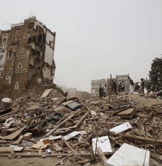 A building in ruins following an airstrike