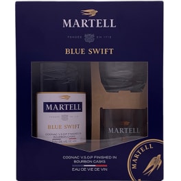 Martell Blue SwMartell 80 Proof Blue Swift Cognac Bottle with Gift (750 ml)ift Gift Box - 750mL