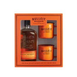 Bulleit Bourbon Whiskey Bottle with Two Branded Ceramic Mugs Kentucky - 750mL