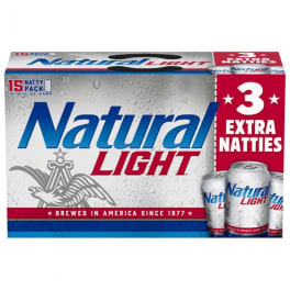 Natural Light Beer - 15 cans / 12oz