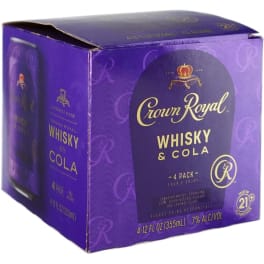 Crown Royal Whiskey & Cola Cocktail - 4 cans / 12oz