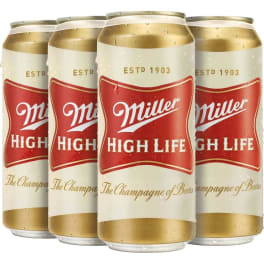 Miller High Life Lager - 4 cans / 16oz