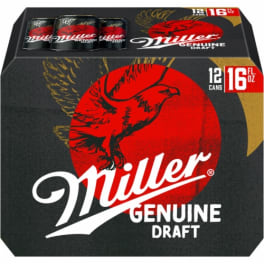 Miller Genuine Draft Beer, American Lager - 12 cans / 16oz