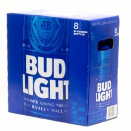 Bud Light 8pk 16oz aluminum bottles