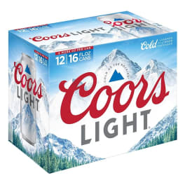 Coors Light Beer - 12 cans / 16oz