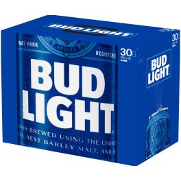 Bud Light Beer - 30 cans / 12oz