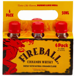 Fireball 6 Pack Cinnamon Flavored Whiskey - 6 bottles / 50mL