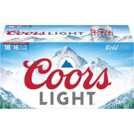 Coors Light Lager Beer - 18 cans / 16oz
