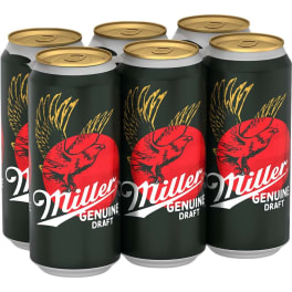 Miller Genuine Draft Beer, American Lager - 6 cans / 16oz