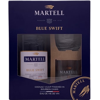 Martell Blue SwMartell 80 Proof Blue Swift Cognac Bottle with Gift (750 ml)ift Gift Box - 750mL