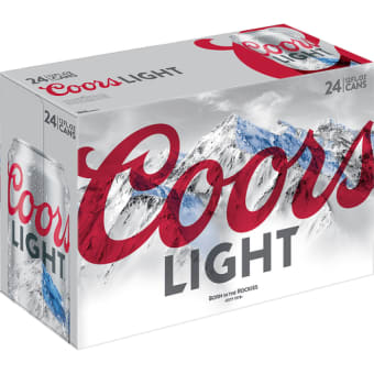 Coors Light Lager Beer - 24 cans / 12oz