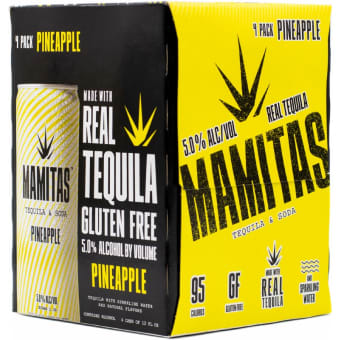 Mamitas Pineapple Tequila + Soda - 4 cans / 12oz