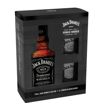 JACK DANIELS BLACK W/GLASS 750ml