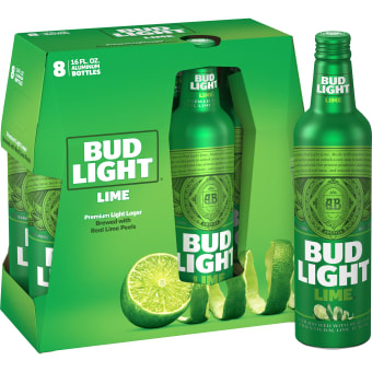 Bud Light Lime 8pk 16oz aluminum bottles