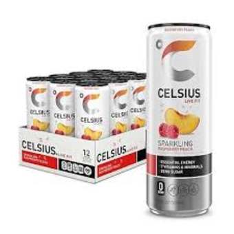 Celsius 12 Pack Cans Sparkling Raspberry Peach