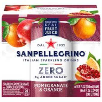 San Pellegrino 6 Pack Cans Zero Pomegranate & Orange