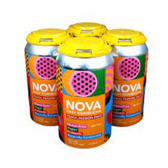 Nova Easy Kombucha Peach & Passion Fruit - 4 cans / 12oz