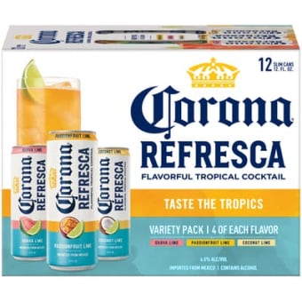 Corona Refresca Spiked Tropical Cocktail Variety Pack - 12 cans / 12oz