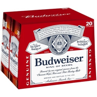 Budweiser Lager - 20 bottles / 12oz