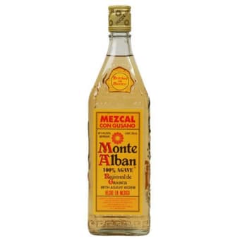 Monte Alban 80 Proof Con Gusano Mezcal Tequila Bottle with Agave Worm (750 ml)