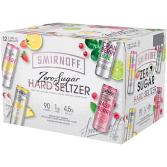 SMIRNOFF ZERO SUGAR HARD SELTZER VARIETY 12PK 12 OZ BOTTLE