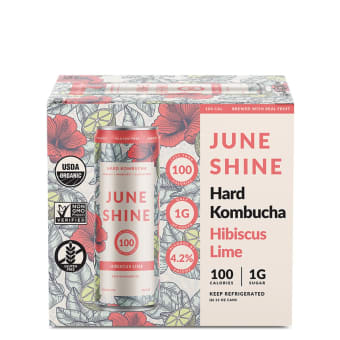 Juneshine Hard Kombucha Hibiscus Lime 6 pack can