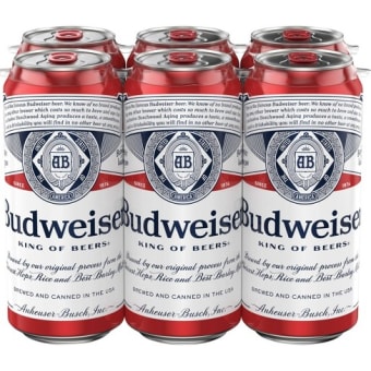 Budweiser Lager - 6 cans / 16oz