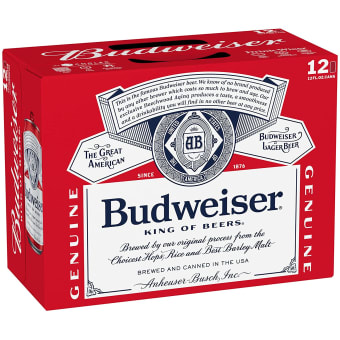 BUDWEISER 12 OZ 12PK CAN