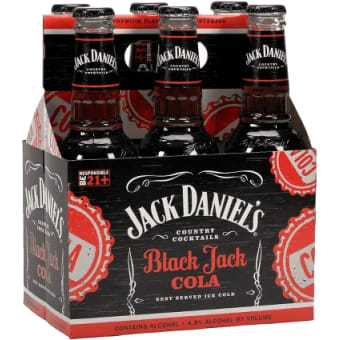 Jack Daniel's Country Cocktails Black Jack Cola Seltzer- 6 bottles / 10oz