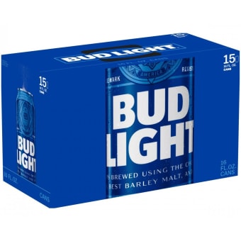 Bud Light Beer - 15 cans / 16oz