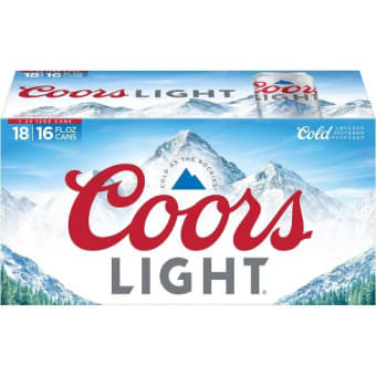 Coors Light Lager Beer - 18 cans / 16oz