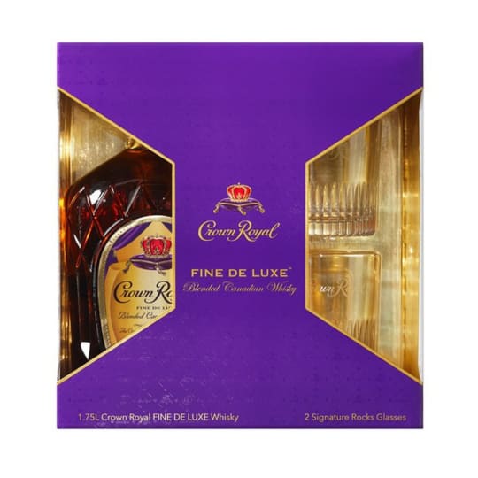 Crown Royal Fine de Luxe Blended Canadian with Two Signature Rocks Glasses 1.75 L in Longwood, FL | Discount Tobacco Outlet &