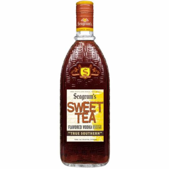 Seagram's Vodka Sweet Tea - 750mL - Seagram’s Sweet Tea Vodka is light in color and is made using all-natural flavors as well as 20% less sugar. The new and improved formula has a well-balanced black iced tea taste with hints of cocoa and walnut, mixed with a floral essence, followed by notes of honey and caramel.