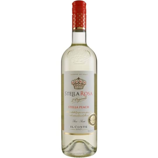 Stella Rosa Peach - 750mL - FLAVOR PROFILE - White Peach and Honey.    Summer is forever where there is Stella Rosa Peach, a refreshing semi-sweet, semi-sparkling wine that will tickle your tongue and keep your days fun. Share a bottle with friends and relish in the moments.