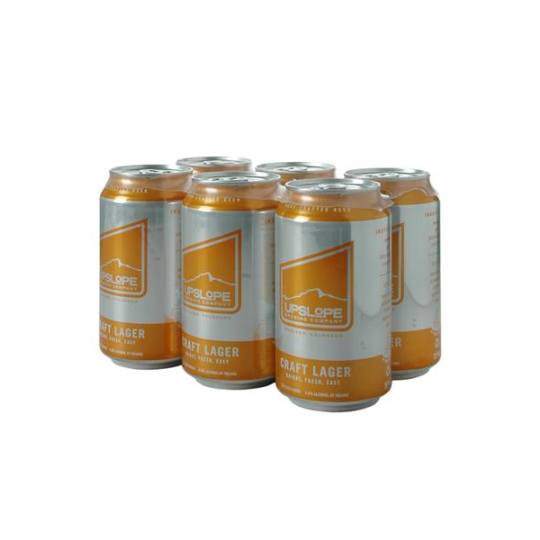Upslope Craft Lager - 6 cans / 12oz - Our Craft Lager is a premium American lager brewed entirely of malted barley. Snowmelt-infused and river-ready, this Colorado-style session beer stands side-by-side with our family of premium ales to bring you a clean, easy, light-bodied lager for the ages.