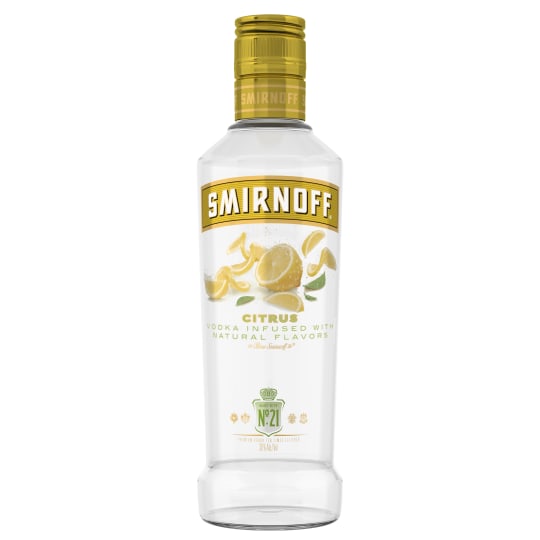 Smirnoff Citrus Flavored Vodka - 375mL - Infused with natural citrus flavor for a crisp and refreshing taste, Smirnoff Citrus is the perfect Vodka Specialty for your next cocktail party. Triple distilled, this 70 proof specialty spirit is smooth enough to enjoy on the rocks or in a round of shots.