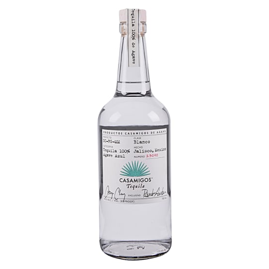 Casamigos Tequila Blanco - 750mL - Casamigos Blanco is a light, refreshing tequila, made with 100% agave, which ripples with notes of freshly chopped herbs (think mint leaves), vanilla and subtle agave. The Casamigos brand is the brainchild of businessman Rande Gerber and bat-shaped superhero casino thief spaceman international film-star George Clooney.