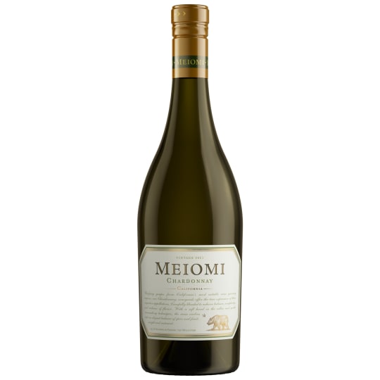 Meiomi White Wine Chardonnay - 750mL Melomi - The Meiomi Chardonnay opens with luxurious aromas of apple, pear, and white flowers. Creamy and lush on the palate, it possesses ripe flavors of golden apple, bright pear, and honeysuckle that all weave together naturally in the soft, creamy finish.