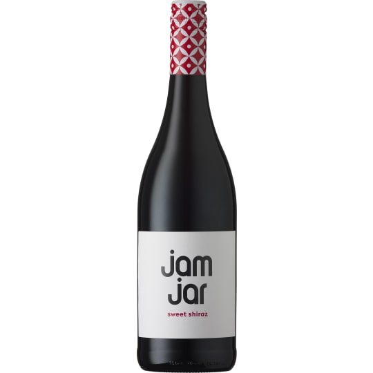 Jam Jar Sweet Shiraz - 750mL - Jam Jar Sweet Shiraz is more fun style than your typical Shiraz, this fresh, fruity, semi-sweet wine displays aromas and flavors of ripe, juicy berries with dark chocolate undertones. Jam Jar Sweet Shiraz tasting notes: mixed berries, dark chocolate undertones. Fruit-forward and sweet, with a clean finish.