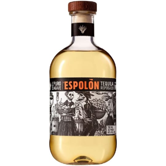 Espolòn Tequila Reposado - 750mL - The aroma is lightly floral with distant notes of pineapple, guava, lemon zest, and white pepper. The palate is soft and wet with a flavor profile that builds on the aromas with added herbal and earthiness. The finish is clean and fresh with a hit of heat.