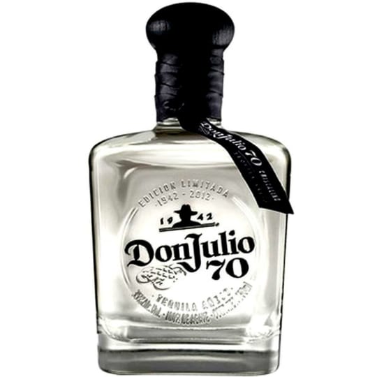 Don Julio 70 Añejo Tequila - 750mL - Don Julio 70 is an añejo tequila that is filtered to remove the color imparted in the aging process. It is aged for 18 months in used American white oak barrels. 70 does not refer to the proof (which is 80 proof), but to the 70th anniversary of the distillery Don Julio started in 1942.