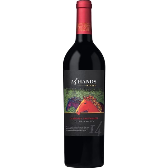 14 Hands Red Wine Cabernet Sauvignon - 750mL - This Cabernet Sauvignon boasts comforting aromas of rich coffee and juicy dark cherry, emboldened by a tantalizing undercurrent of spicy oak. Spiced oak complements the flavor of the wine, while refined tannins emphasize the fruit-forward taste.