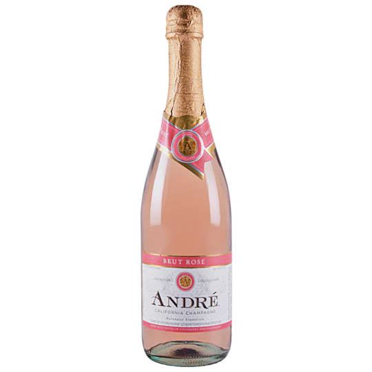 Andre Brut Rose - 750mL - André Brut Rosé pops with deliciously complex fruit and boasting a crisp, refreshing finale. Expect bright citrus layered with tastes of raspberry and strawberry plus hints of pear and apple. All this capped with a crisp and acidic finish that goes great with just about everything.