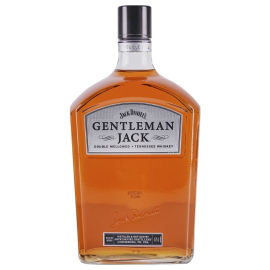 Jack Daniel's Gentleman Jack American Whiskey - 1.75L - New oak, light caramel and butter. Air contact allows the aroma to develop only modestly. Palate entry is seamlessly smooth, off-dry and slightly nutty or oaky. At midpalate, the taste veers to the fruity and grainy side - the mellower side of Jack Daniels.