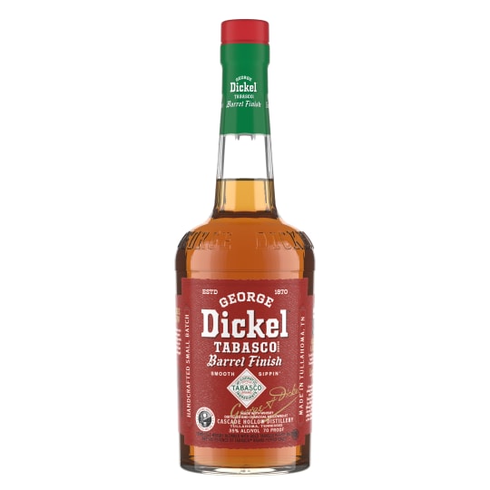 George Dickel Tabasco Barrel Flavored Whiskey - 750mL - George Dickel Tabasco Brand Barrel Finish stands out by bringing a deliciously spicy kick, handcrafted and finished in barrels used to age red peppers for three years. The result is a deliciously smooth whisky with a spicy finish.